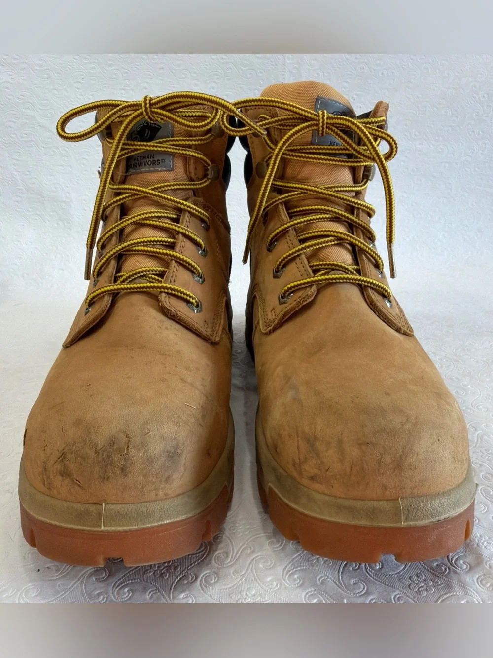 Herman Survivors Mens Boulder Steel Toe Work Boot Size 9W Tan Leather Safety